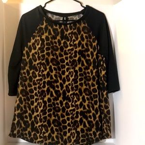 Agnes and Dora long sleeve top size L leopard print black brown